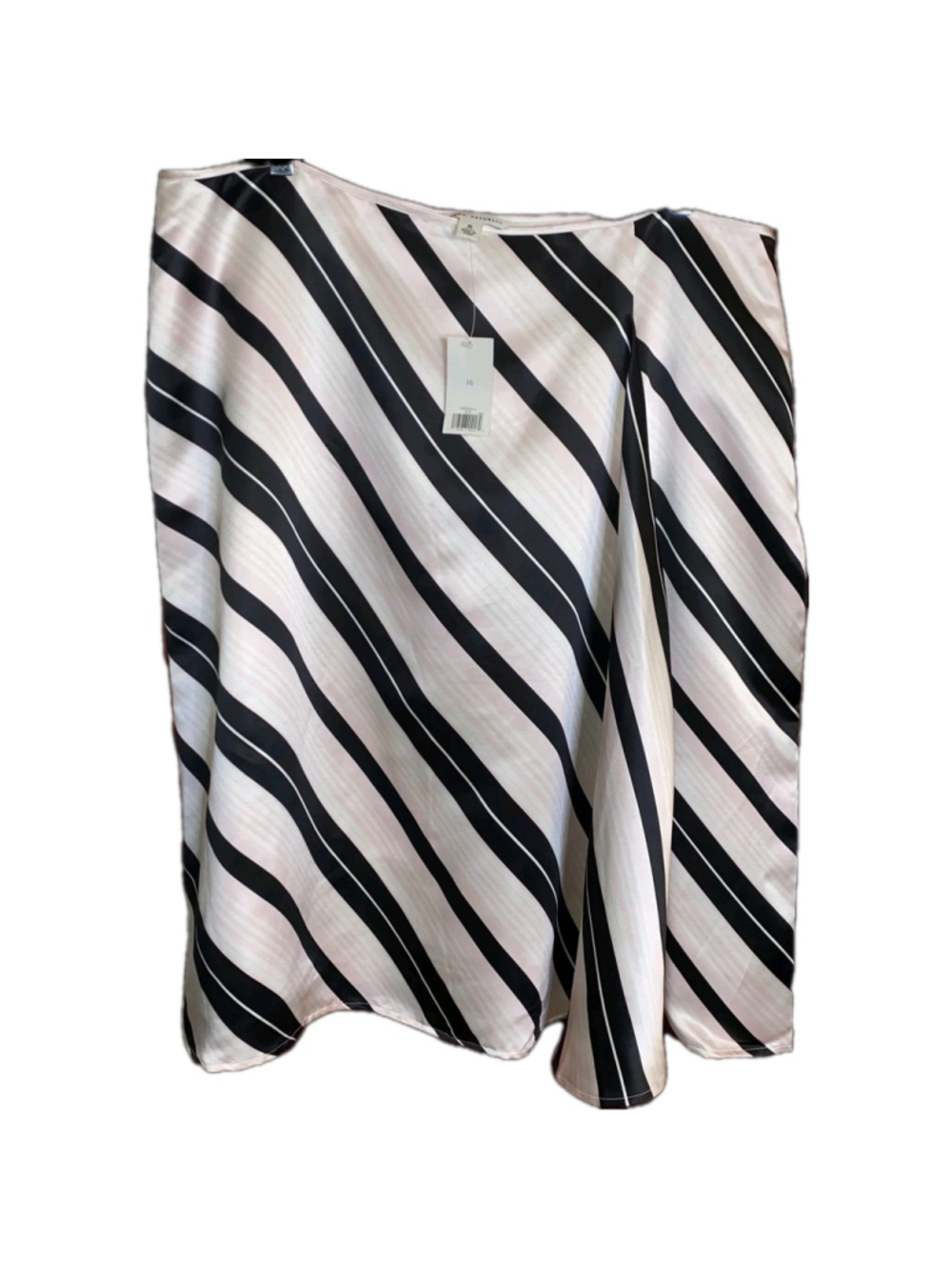 Banana Republic Striped Silk Flounce Skirt Womens 16 Pink Black